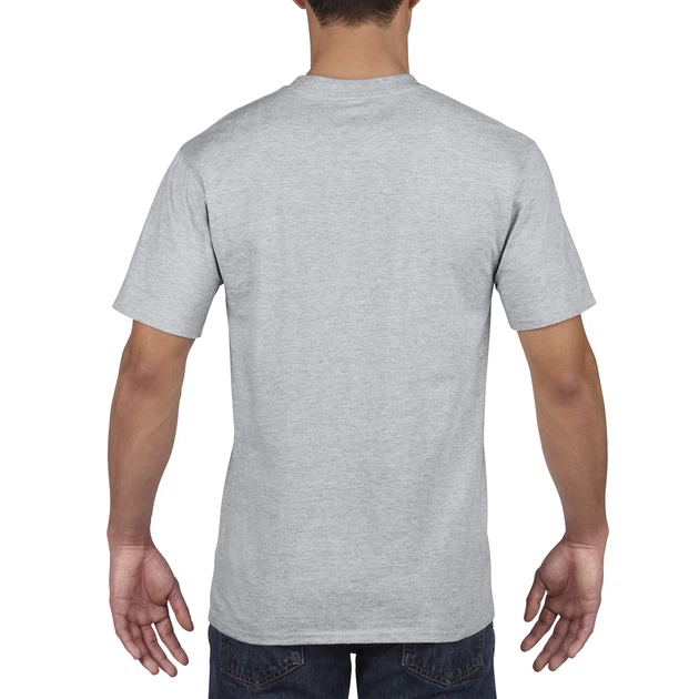 Футболка мужская хлопковая светло-серая Gildan Premium Cotton 4100-CG-7C Размер XL - Фото 2 Футболка мужская хлопковая светло-серая Gildan Premium Cotton 4100-CG-7C Размер XL - изображение 2