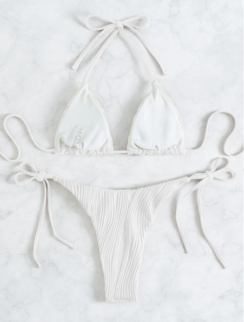 Женский купальник белый однотонный Rinabe Bikini Set XL - изображение 5