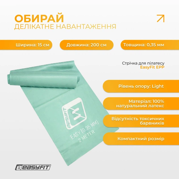 Лента для пилатеса EasyFit EPP 0.35 мм мятная - изображение 3