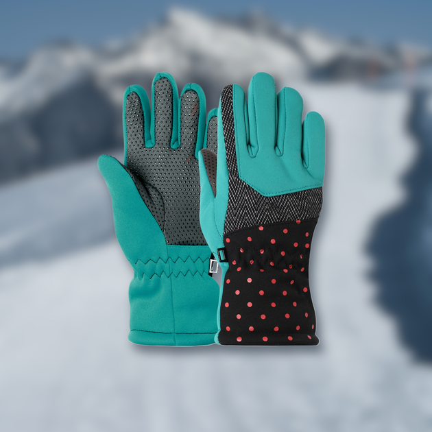 Перчатки горнолыжные теплые детские LUCKYLOONG Winter (р-р M-L, Черно-бирюзовый) (C-1213_Черно-бирюзовый_ML) - изображение 2