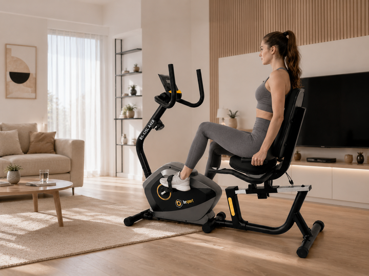 Горизонтальный велотренажер BESPORT BS-525L AXER магнитный черно-желтый - изображение 12