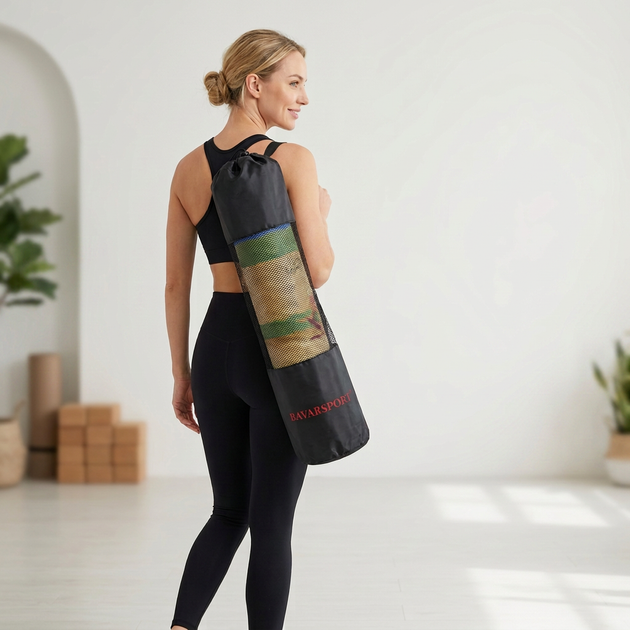 Чехол для коврика для йоги и фитнеса с сетчатой вставкой BavarSport Yoga Bag 4811 размер 66х26см - изображение 4