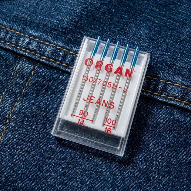 Иглы для бытових швейних машин джинс ORGAN №90/100 5шт пласм. пак. - Фото 1 Иглы для бытових швейних машин джинс ORGAN №90/100 5шт пласм. пак. - изображение 1