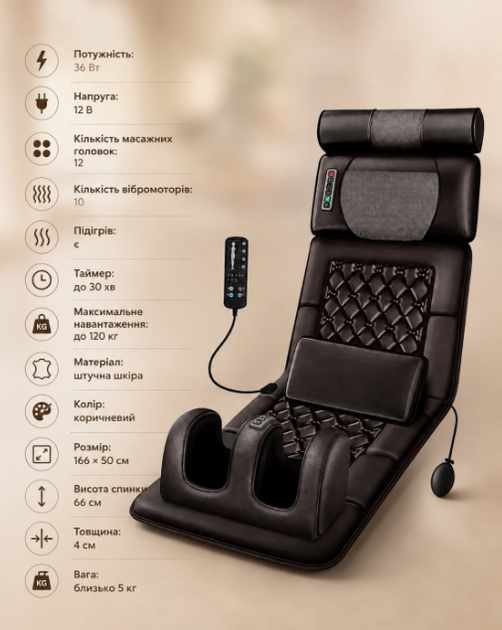 Масажний матрац для всього тіла Moltis Relax Also Today MRAT-815 з функцією підігріву - зображення 4