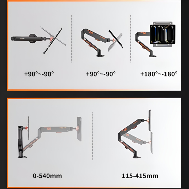 Настольный кронштейн для планшета Jingshan JS-06 Iron Hand D5 магнитный с газовой пружиной (удержатель для iPad / Android) - White - изображение 4