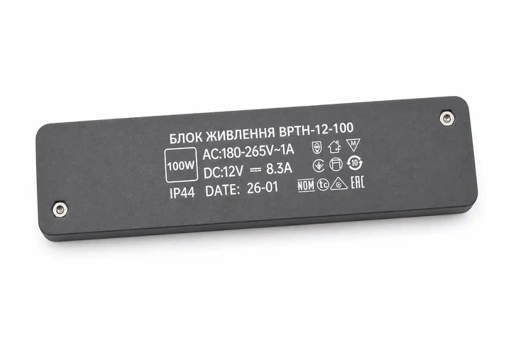 Ультратонкий блок живлення BIOM BPTH-12-100 12V 100W 8.3A IP44 Slim 13 мм 124×34×13 мм для LED стрічки - зображення 2