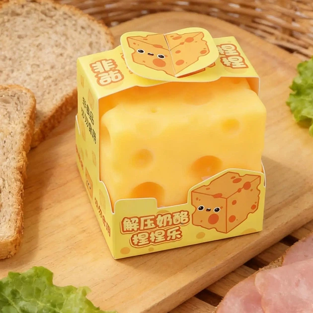 Сквиш Сыр с дырками 6см квадратный кусок сыра игрушка антистресс, квадратный сквиш сырок chees66 - изображение 5