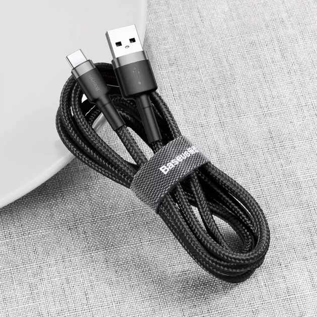 Кабель Baseus Cafule Type-C 3A (1m) gray/black - изображение 5