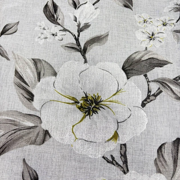 Тюль Magnolia 200x240 см с цветочным принтом Бело-серый (YH8541-200) - изображение 9