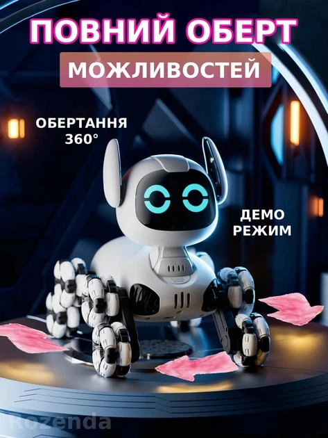 Робот-собака TOOBY интерактивная трюковая игрушка с управлением пультом и жестами, LED-подсветкой, эмоциями, музыкой и звуковыми эффектами - изображение 11