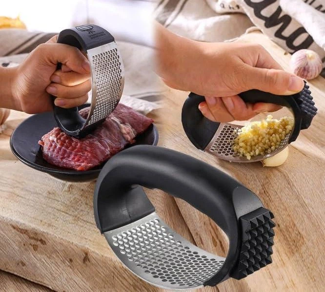 Чесночница универсальная (пресс для чеснока) чеснокодавка с ручкой Arc-Shaped Garlic Press 2 в 1 - изображение 3