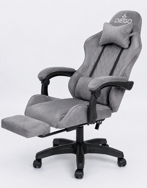 Кресло геймерское DIEGO ALCANTARA PRO Gray - изображение 6