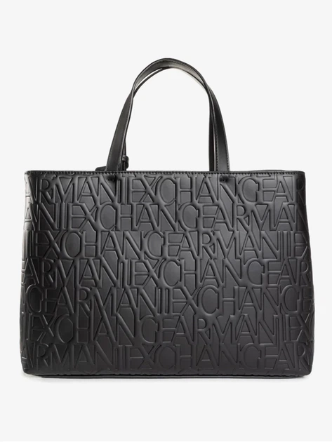 Сумка жіноча Armani Exchange шопер тоут крос-боді через плече чорна з фактурним тисненням - Фото 3 Сумка жіноча Armani Exchange шопер тоут крос-боді через плече чорна з фактурним тисненням - изображение 3