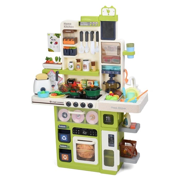 Большая детская кухня Kitchen WD-8824B высота 100 см , 69 предметов , с паром и циркуляцией воды , свет звук - изображение 3