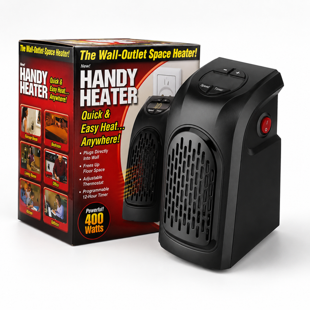 Компактний обігрівач Handy Heater 400 Вт | Керамічний тепловентилятор у розетку з терморегулятором - Фото 7 Компактний обігрівач Handy Heater 400 Вт | Керамічний тепловентилятор у розетку з терморегулятором - изображение 7