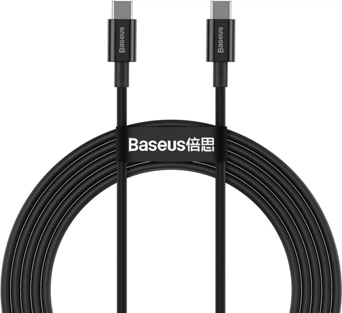 Кабель Baseus Superior Series Fast Charging Data Cable Type-C to Type-C 100W 2m Black (CATYS-C01) - Фото 1 Кабель Baseus Superior Series Fast Charging Data Cable Type-C to Type-C 100W 2m Black (CATYS-C01) - зображення 1