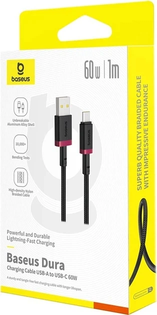 Кабель Baseus Dura Series Fast Charging Cable USB to Type-C 60W 1m Red+Black (P10377802U01-01) - изображение 5
