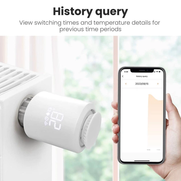 Умная термостатическая головка AVATTO TRV06 ZigBee 3.0 Tuya Smart для радиатора M30×1.5, Alexa Google Home - изображение 6