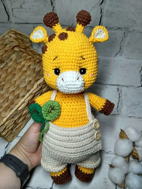 Мягкая игрушка ручной работы вязаная амигуруми Hand Made Жираф 30 см Желтый 204-2 - изображение 3