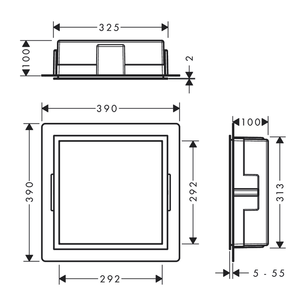 Настенная ниша со встроенной рамой 30х30х10см HANSGROHE UNIVERSAL CIRCULAR 56097340, шлифованный чёрный хром - изображение 2