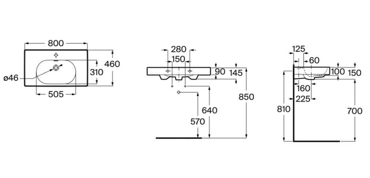 Умывальник 80х46 см ROCA MERIDIAN A327745000, белый - изображение 2