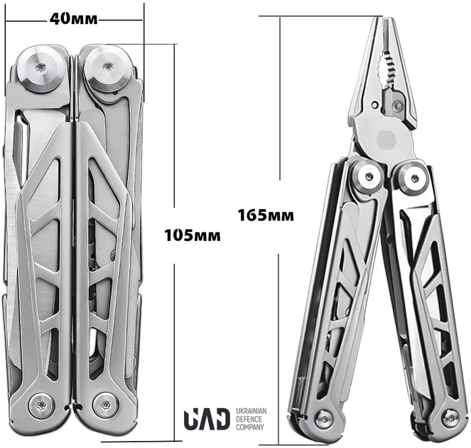 Мультитул UAD MasterGear 17 інструментів нержавіюча сталь сталевий - Фото 7 Мультитул UAD MasterGear 17 інструментів нержавіюча сталь сталевий - зображення 7
