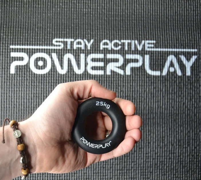 Еспандер кистьовий силіконовий PowerPlay PP-4324 Hand Grip Ring Hard 25 кг. Чорний (PP_PP_4324_25kg) - зображення 8