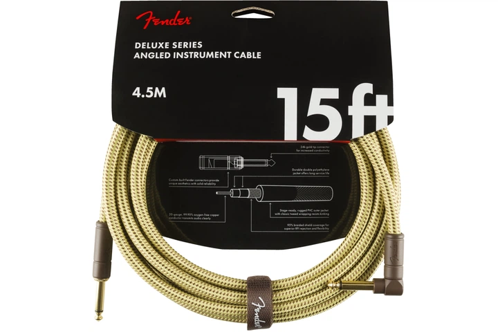 Кабель инструментальный FENDER CABLE DELUXE SERIES 15' ANGLED TWEED - Фото 1 Кабель инструментальный FENDER CABLE DELUXE SERIES 15' ANGLED TWEED - изображение 1