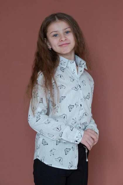 Рубашка для девочки с длинным рукавом Barbara SmileTime, белая размер 140 (SR7-03-2) - Фото 4 Рубашка для девочки с длинным рукавом Barbara SmileTime, белая размер 140 (SR7-03-2) - изображение 4