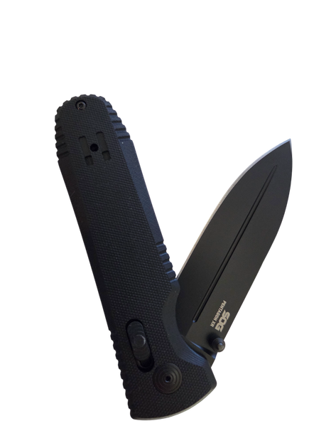 Ніж складаний SOG Pentagon XR MK3 BlackOut, замок XR Lock, лезо Plain Black TiNi CRYO CTS-XHP, руківя Black G10, Тайвань, 12-61-01-57 - изображение 4