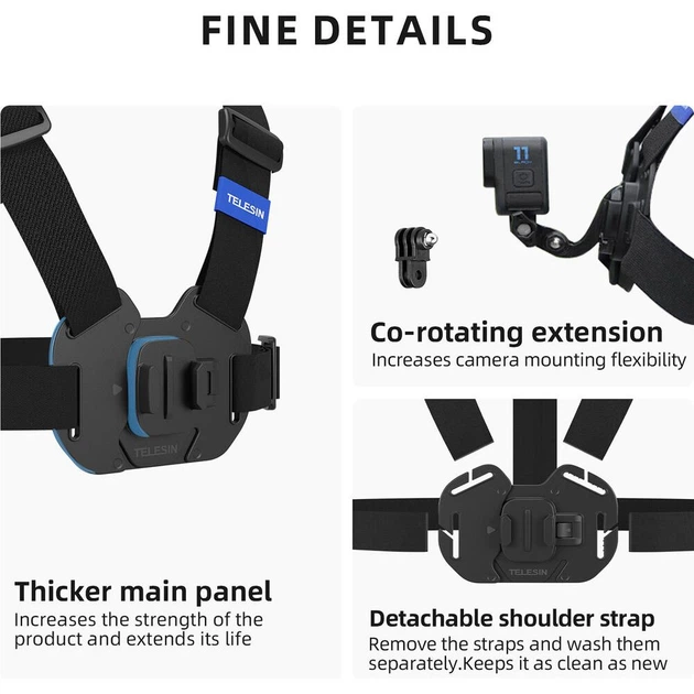 Кріплення на груди для екшн-камери Telesin Vest Chest Strap v2 (GP-UCS-001) [170363] - зображення 11