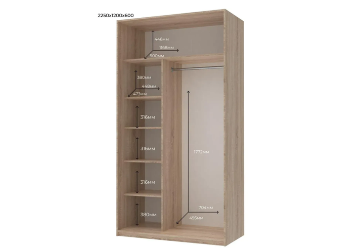 Шафа купе Doros Сіті Лайт 42002010 Дуб Cонома 120х60х225см (1782247090) - Фото 3 Шафа купе Doros Сіті Лайт 42002010 Дуб Cонома 120х60х225см (1782247090) - изображение 3
