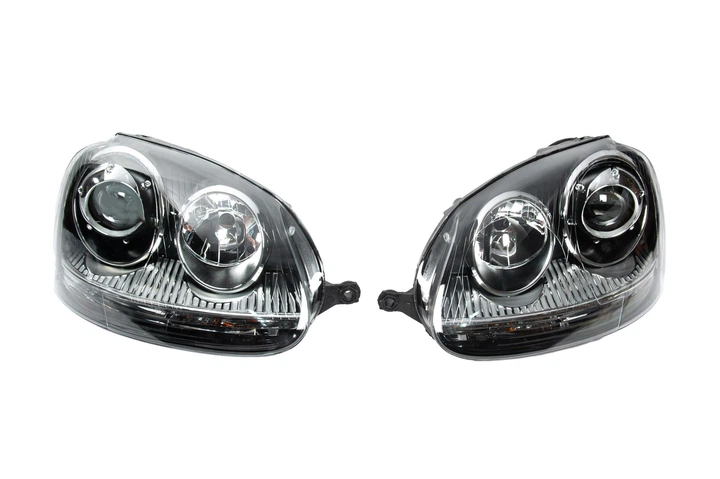 Передние фары с линзой Black (2 шт) для Volkswagen Golf 5 2003-2009 гг - изображение 2