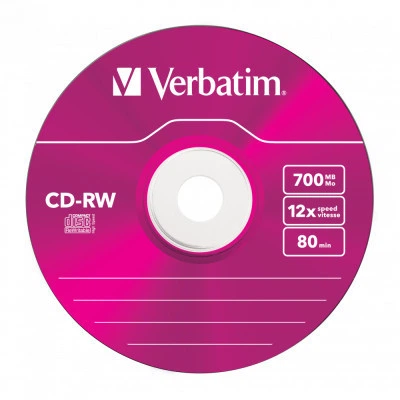 Диск CD Verbatim CD-RW 700Mb 12X SlimBox 5шт Color - зображення 3