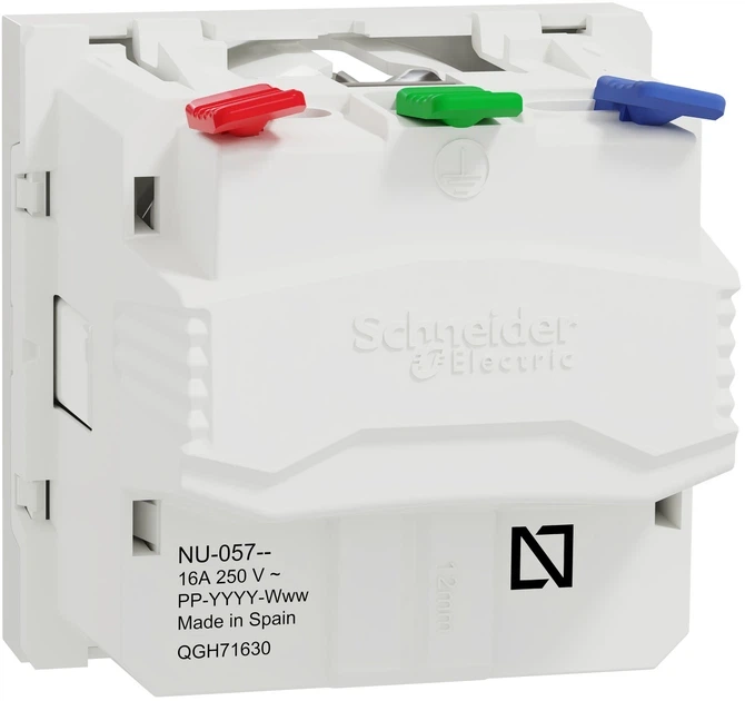 Розетка Schneider Electric Unica New з заземленням зі шторками 16А самозажимні клеми біла NU305718 - зображення 2