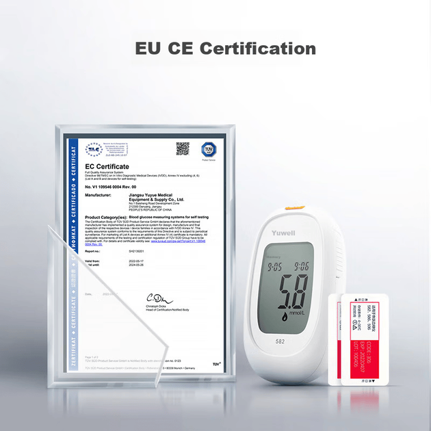 Набор Yuwell 582 для мониторинга глюкозы, 100 полосок + 100 ланцетов - изображение 5