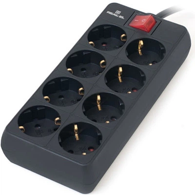 Сетевой фильтр питания REAL-EL RS-8 Protect 5m, black - Фото 2 Сетевой фильтр питания REAL-EL RS-8 Protect 5m, black - изображение 2