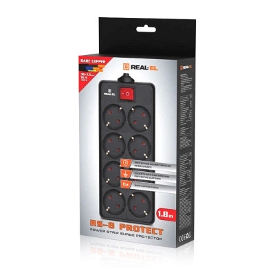 Сетевой фильтр питания REAL-EL RS-8 Protect 5m, black - Фото 7 Сетевой фильтр питания REAL-EL RS-8 Protect 5m, black - изображение 7