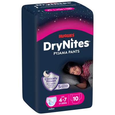 Підгузки Huggies DryNites для дівчаток 4-7 років 10 шт - Фото 1 Підгузки Huggies DryNites для дівчаток 4-7 років 10 шт - зображення 1