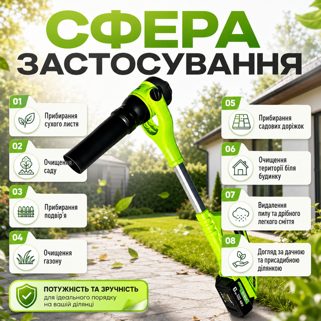 Аккумуляторная воздуходувка для уборки листьев в саду и во дворе - изображение 3