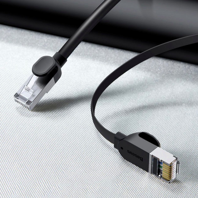 Кабель RJ45 Gigabit Ethernet 5м CAT6 плоский черный для подключения компьютера Baseus PCWL-D01 - изображение 6