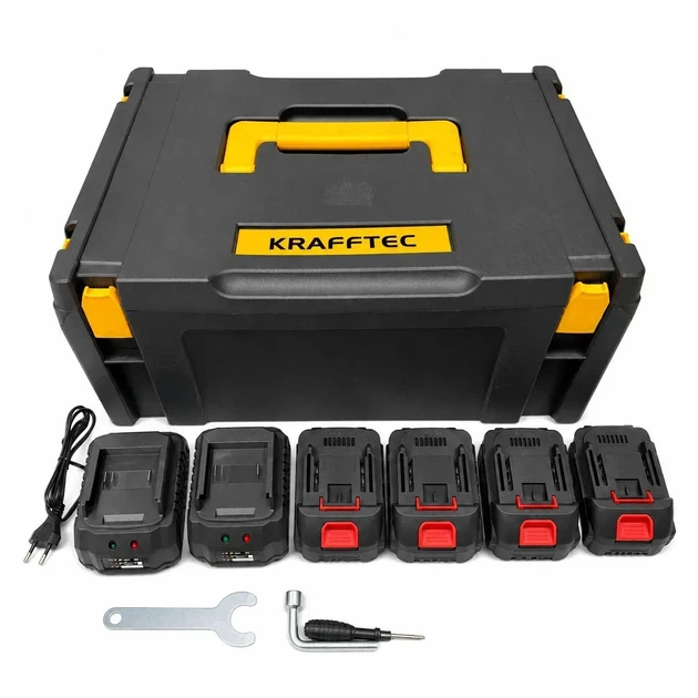 Набор инструментов Krafftec 6в1 48V 6.0Ah з 4 аккумуляторами та 2 зарядками - Фото 5 Набор инструментов Krafftec 6в1 48V 6.0Ah з 4 аккумуляторами та 2 зарядками - изображение 5