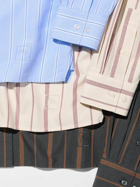 Укороченная рубашка свободного кроя JW Anderson Uniqlo в полоску 1159863185 (Голубой XL) - изображение 7