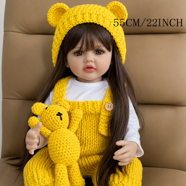 Реалістична Кукла Реборн 55 см повністю вінілова Doll Reborn Baby К0100227 - зображення 4