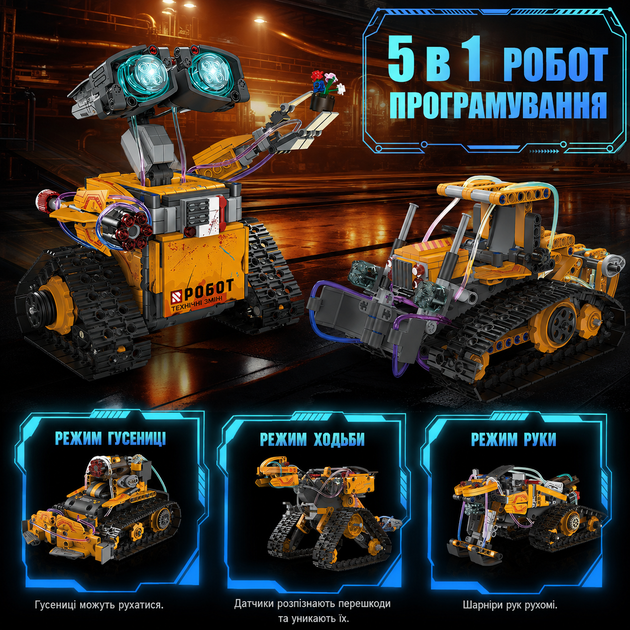 Конструктор Wall-E робот 5 в 1 STEM програмований Robots Pro K96175 - зображення 4