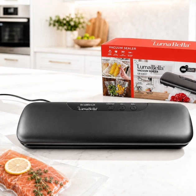 Вакууматор для продуктов Luma Bella LB-63027 100 Вт 60 кПа, вакуумный упаковщик 30 см, 10 пакетов и шланг для контейнеров - изображение 2