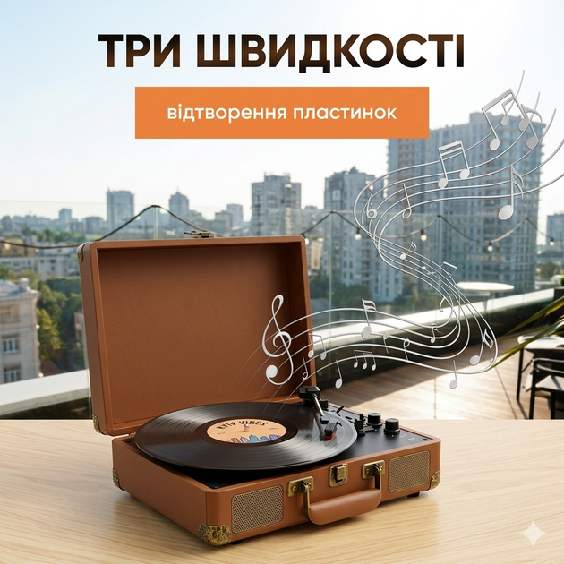 Програвач вінілу вінілових пластинок ретро аудіосистема з Bluetooth колонкою грамофон вініловий бездротовий - Фото 5 Програвач вінілу вінілових пластинок ретро аудіосистема з Bluetooth колонкою грамофон вініловий бездротовий - изображение 5