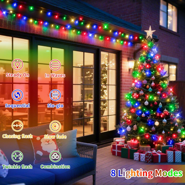 Гирлянда «Роса» JXLEDAYY 10 м 100 LED RGB на батарейках с пультом ДУ, таймером, 8 режимами для дома и улицы - Фото 3 Гирлянда «Роса» JXLEDAYY 10 м 100 LED RGB на батарейках с пультом ДУ, таймером, 8 режимами для дома и улицы - изображение 3