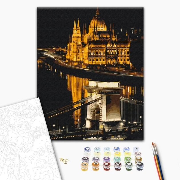 Картина за номерами Brushme Нічний Будапешт 40x50 см BS52549 - зображення 2
