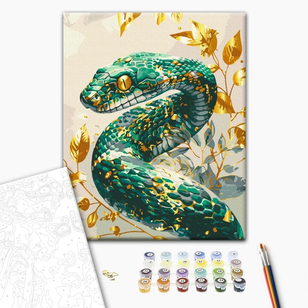 Картина по номерам Brushme Изумрудная змея с красками металлик 40x50 BS54118 - изображение 2